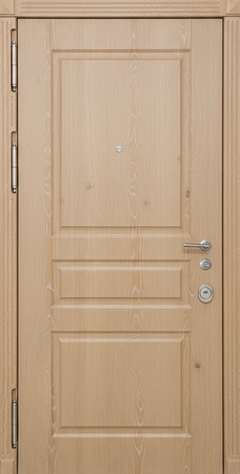 Стальная дверь для квартиры с фрезерованными панелями МДФ «дуб песочный»